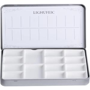 Travel Watercolor Palette,Portable Ceramic Palette with 14 Well,Metal Paint Box with Porcelain Palette(Silver Box)