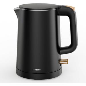 Small Electric Kettle, 0.8L Water Boiler & Heater, 1000W Hot Tea Pot, Double Wall Stainless Steel Cool Touch, Mini Coffee Kettle with Auto Shut Off & Boil Dry Protection, BPA-Free, Black