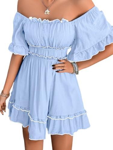 ChiaoLezhee Women's Renaissance Dress, Flutter Sleeve Off Shoulder A-Line Empire Waist Fairy Sundress, XL