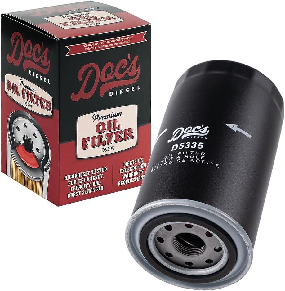 Doc's Diesel Oil Filter D5335 | Compatible with 1989-2024 RAM 6.7L Cummins 2500, 3500, 4500, 5500, RAM 5.9L Cummins 2500, 3500, 4500, 5500 1989-2007.5 | Replaces 05083285AA