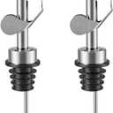 Olive Oil Dispenser Spout, Weighted Liquor Pour Spout, Syrup Dispenser Spout, Stainless Steel Automatic Pour Spouts for Liquor Bottles, Oil Bottles, Vinegar, Syrup and Alcohol 2 Pack Sliver