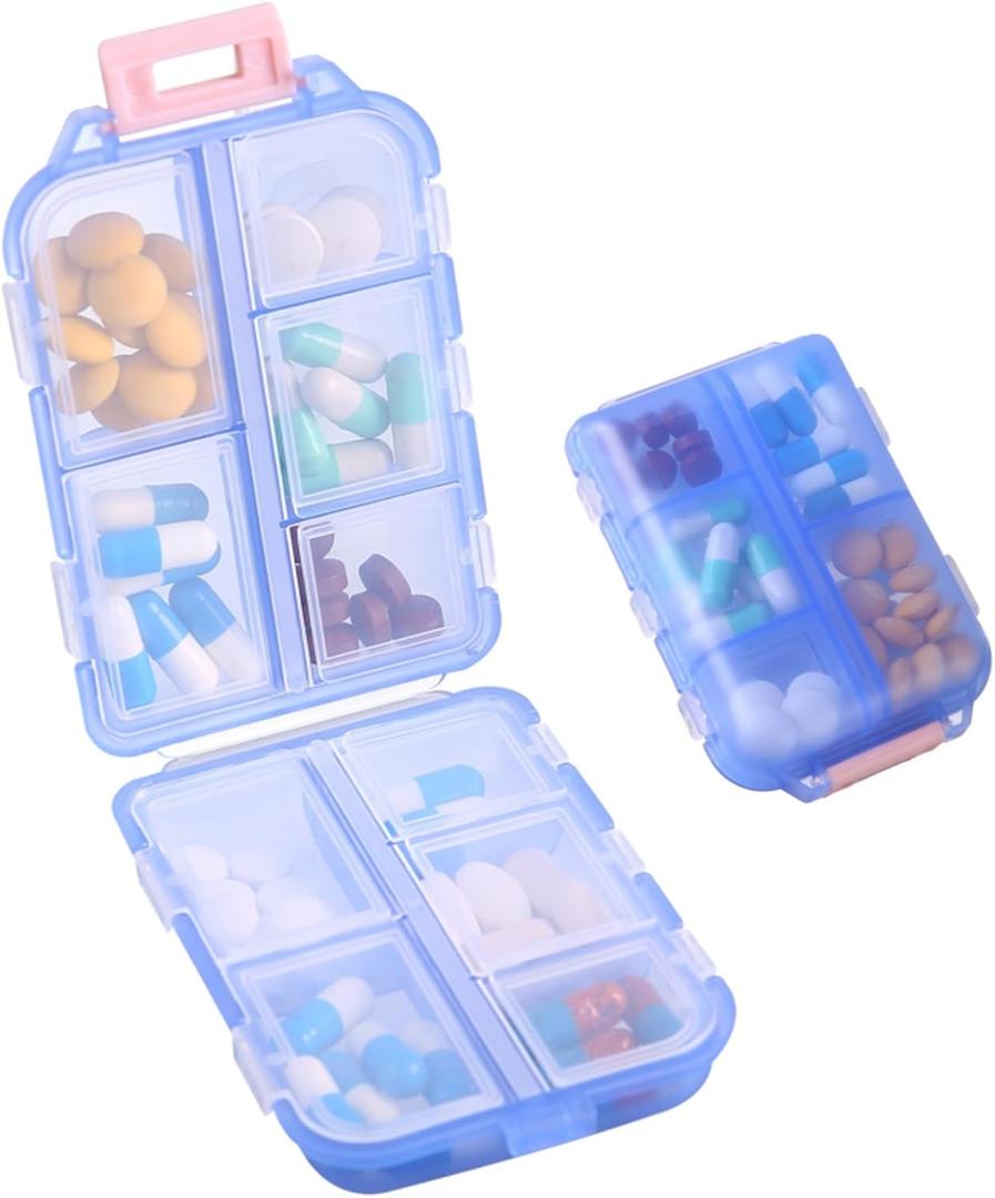 1Pack Travel Pill Organizer - 10 Compartments Pill Case, Compact and Portable Pill Box, Perfect for On-The-Go Storage, Pill Holder for Purse Blue