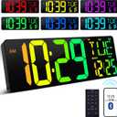 CYMHCHL Large Digital Wall Clock 17.2" Bluetooth Auto Time Sync Led Digital Clock Large Display 11 RGB Colors Auto-Dimming/DST Big Timer with Remote Control for Living Room Classroom Decor Garage Gym