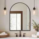 FICTOR Bathroom Vanity Mirror for Wall,40x30 Large Arched Metal Framed Bathroom Mirror for Over Sink,Entryway, Living Room & Bedroom(Black)