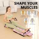 Pilates Board Reformer for Home Workout, Pilates Reformer Machine, Wooden Deck, Glide Board, High-Strength Steel Sliding Rails, 2 Adjustable Resistance Bands, Core & Full-Body Training