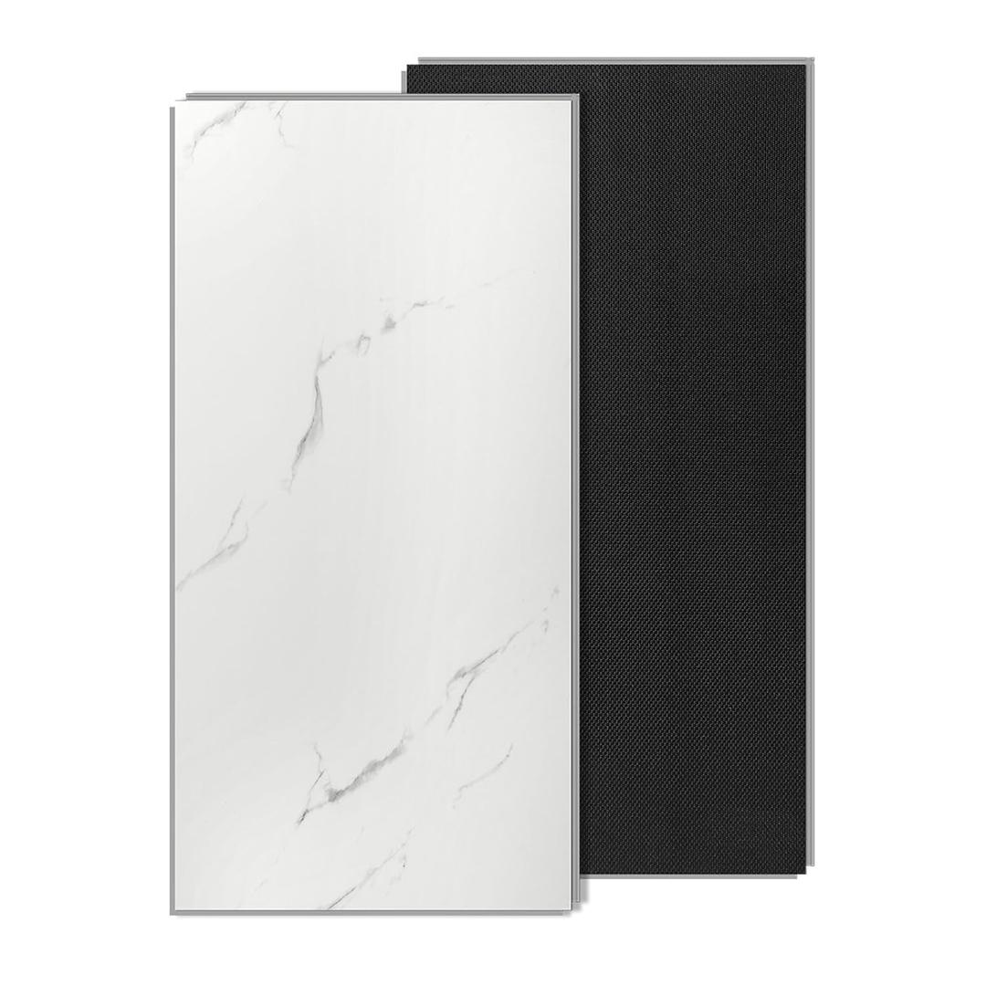 Art3d Marble Textured Click-Lock Vinyl Floor Tiles 12-Pack, 24x12 Inch Floor Planks Waterproof Flooring for Living Room, Kitchen, Basement, Ideal for New Home Buyers & Future Movers, White Marble