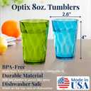US Acrylic Optix Mini Plastic Reusable Drinking Glasses (Set of 8) 8oz Juice Cups in Jewel Tone Colors | BPA-Free Tumblers, Made in USA | Top-Rack Dishwasher Safe