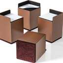 Ezprotekt Furniture Bed Risers 4 Heavy Duty 4400 lbs Metal Lifts 4pcs | Bed Sofa Chair Table Leg Frame, Under Bed Storage Space Easy Clean Durable Steel Construction, High Weight Capacity Brown
