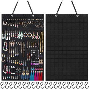 Caffox Hanging Earring Holder, Large Earring Organizer with 20Pcs Extra Hooks for Earrings, Necklaces, Bracelets, Jewelry and Sunglasses, Wall Earring Display for Home, Holds Up To 300 Pairs
