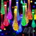 JMEXSUSS 2 Pack Solar String Lights Outdoor Waterproof, Total 41.6FT 60 LED Teardrop Water Drop Solar Lights, Multi Colored Christmas Lights for Outside Garden Patio Yard Tree Christmas Decorations