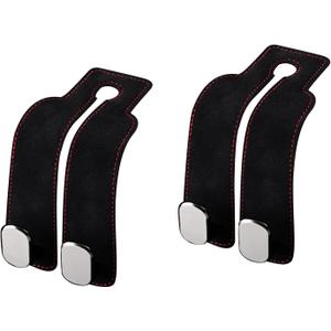 2 x Double Car Headrest Hooks - 2 Pack Car Seat Hooks for Purses, Bags Grocessories, and Handbags, Sturdy&Easy to Use, Car Back Seat Organizers Car Accessories (Black)