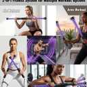 2-in-1 Ropeless Portable Battle Ropes & Fitness Exercise Bar (Purple) | Set of 2 Portable Cordless Battle Ropes (3.3lb), High Rebound Spring for Central Muscle Training, Home Gym