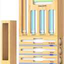 9 IN 1 Storage Bag Organizer for Kitchen Drawer, Bamboo Foil and Plastic Wrap with Cutter, Organizers Compatible Gallon, Quart, Sandwich Snack Size