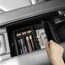 Center Console Organizer for Toyota Grand Highlander (Not for Hybrid) 2024-2025 Accessories Storage Box Armrest Secondary Insert Tray with Anti-Slip Mat (Black)