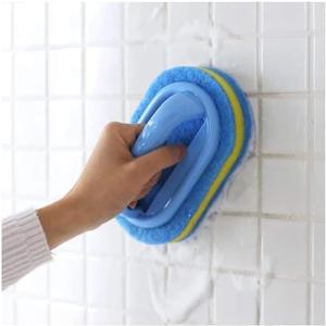 KOKSI Cleaning Brush for Bathroom Kitchen Bathtub Toilet Cleaner All Purpose Shower Sponge Scrubbing Brush with Ergonomic Handle