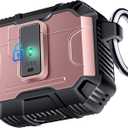 Armoured Heavy Duty for AirPods 3rd Generation Case with Lock & Keychain, 360Heavy Duty Drop Protection, 1-Click Open & Magnetic Lid, AirPods 3rd Gen Hard Cover Case for Outdoor & Travel-Rose Gold