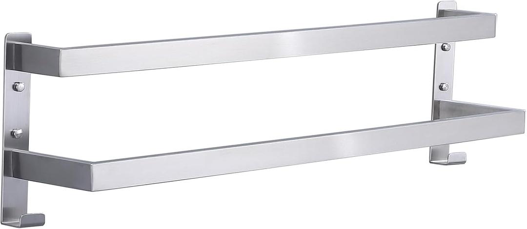 Double Towel Bar Towel Racks for Bathroom, Bath Towel Holders Wall Mount, Stainless Steel Towels Shelves Towel Rail, 2-Tiers (Brushed Nickel, 28 Inches)