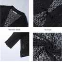 Women's Open Front Bolero Shrug Lightweight Knit Hollow Out Cropped Cardigan (Black, XL)