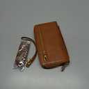 Harryshell Compatible with iPhone 14 Pro Max 6.7 inch 2022 Case Wallet Multi Zipper Detachable Magnetic Cover Purse Bag with Card Slots Mirror Crossbody Chain Wrist Strap (Light Brown)