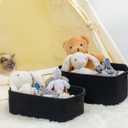 CubesLand Cube Storage Organizer Basket Bin, Rectangular Cotton Rope Basket, 14x10x7.08Inches, Black