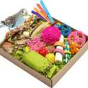Natural Bird Toy Foraging Parrot Shredding Toys Box Conure Chewing Toys for Cockatiel Lovebird Parakeet Budgie Small-Medium Birds (Colorful)