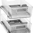madesmart 2 Tier Organizer, Under Cabinet Storage with Pull Out Sliding Drawers, for Cleaning Supplies, Undersink, Sponges, Bottles & Bath, Adjustable Dividers & Pull Out Baskets, Grey