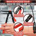 Hose Clamp Tool Radiator Hose Clamp Pliers Automotive Tool Corrosion-Resistant Carbon Steel with Ratchet Locking Mechanism Controlled One-Hand Operation for Tight Engine Cooling System Repairs