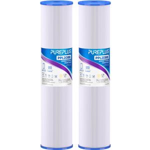 PUREPLUS 5 Micron 20" x 4.5" Whole House Pleated Sediment Filter for Well Water, Replacement Cartridge for ECP20-20BB, AP810-2, SPC-45-2020, R30-20BB, HDC3001, ECP5-20BB, 2Pack