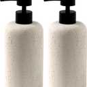 Soap Dispensers 400mL 13.5 OZ, 2 PCS Luxurious Hand Dish Lotion Shampoo Soap Dispenser Jar, Travertine Soap Pump Bottles for Kitchen Bathroom Countertop (Cream)