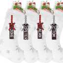 CCINEE 4PCS White Christmas Stockings with Wooden Name Tags,18 Inch Large Plush Personalized Xmas Stocking Glitter Snowflake Hanging Stocking for Christmas Tree Wall Fireplace Home Decoration