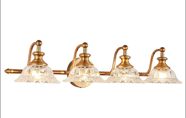 Bathroom Light Fixtures 4 Lights Vanity Lighting Fixtures Matte Brass Vintage Vanity Light Fixture Vanity Lights for Bathroom