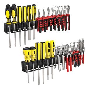 jsyonii Screw Driver Holder Wall Mount,Screwdriver Organizer, Metal Plier Organizer Wall Mount, Screwdriver Garage Tool Storage Rack for Garage Workshop Workbench Edge Tool Chest Cart, 2 PCS
