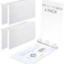 4 Pcs 11 x 17 Inch 3 Ring Binders 3 Inch Rings Heavy Duty View Plastic Flexible D Ring Binders Economy Holds 11" x 17" Paper for Artwork Blueprints, Office, Home, Work Places(White)