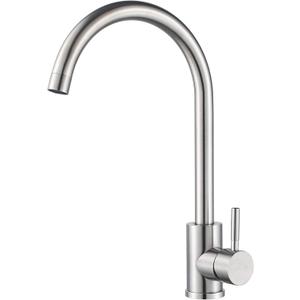 Single Handle High Arc Kitchen Faucet Stainless Steel Brushed Nickel,Commercial Single Hole Kitchen Sink Faucet,Modern One Hole Bar Sink Faucet (No Deck Plate)