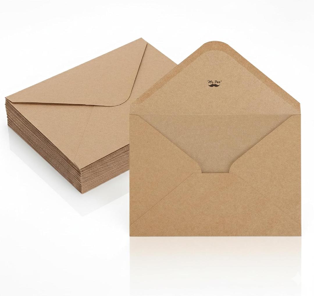 Mr. Pen- Kraft Envelopes, 39 Pack, 5 x 7 Inch, A7 Envelopes, Brown Envelopes, Card Envelopes, Kraft Paper Envelopes, Invitation Envelopes, Postcard Envelopes