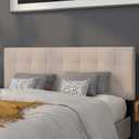 Flash Furniture Bedford Box Stitch Tufted Upholstered Queen Size Headboard in Beige Fabric
