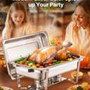 VEVOR Chafing Dish Buffet Set, 8 Qt 4 Pack, Stainless Chafer with 4 Full Size Pans, Rectangle Catering Warmer Server with Lid Water Pan Folding Stand Fuel Tray Holder Spoon Clip