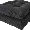 Arlee Memory Foam, Non-Skid Backing Chair Pads, 15.5" L x 15.5" W, Black 2 Count