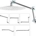 iFealClear Adjustable Shower Head Extension Arm, 16" Brass Shower Head Extender Lower Raise Rain & Fixed Showerhead to Your Height & Angle, G1/2 Shower Arm Extension with Lock Joint, Chrome