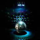 Meagoo Disco Ball with Motor and Light, 8" Hanging Mirror Ball and 6RPM Batteries Powered Rotating Motor with 4 Light Colors and 18 LEDs for Disco Party Decoration, DJ Club