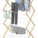 Whitmor Foldable Clothes Drying Rack: 3 Tier Laundry Drying Rack, Collapsible Drying Rack Clothing, Portable Space Saving Clothing Rack for Indoor Outdoor, 17.0 L x 29.5 W x 43.5 H, Wood
