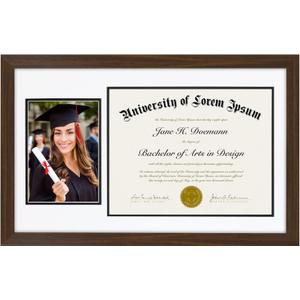 Americanflat 11x18 Diploma Frame with Shatter-Resistant Glass - Fits 8.5x11 Diplomas and 5x7 Pictures - Signature Collection - Graduation Picture Frame for Wall Display - Walnut