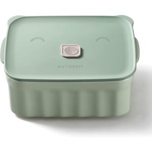 BUYDEEM Ceramic Food Storage Container with Airtight Lid, 28 oz Bento Lunch with Airlock Lid, Stackable Bento Box Microwaveable, Reusable and Dishwasher Safe, for Office Work and Travel, Cozy Greenish