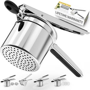 SPEENSUN Potato Ricer, Ricer For Mashed Potatoes, 15 OZ Heavy Duty Stainless Steel Potato Masher Make Fluffy Mashed Potatoes, Fixed Disc Spaetzle Maker Without Messy, With Silicone Handle