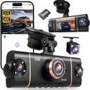 4K+1080P*3 FHD Car Camera, 4 Channel 360 Dash Cam Front Rear Inside & Left Right, 5GHz WiFi & App Control, 24H Parking Mode, G-Sensor, 8 IR Lamps Night Vision, Loop Recording, Includes 64GB SD Card