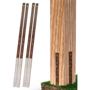 Pack of 4 Easy Fence Post Repair Kit (to Fix 2 Broken Wood Posts), Quick and Simple to Install, Effective, Durable Steel Stakes