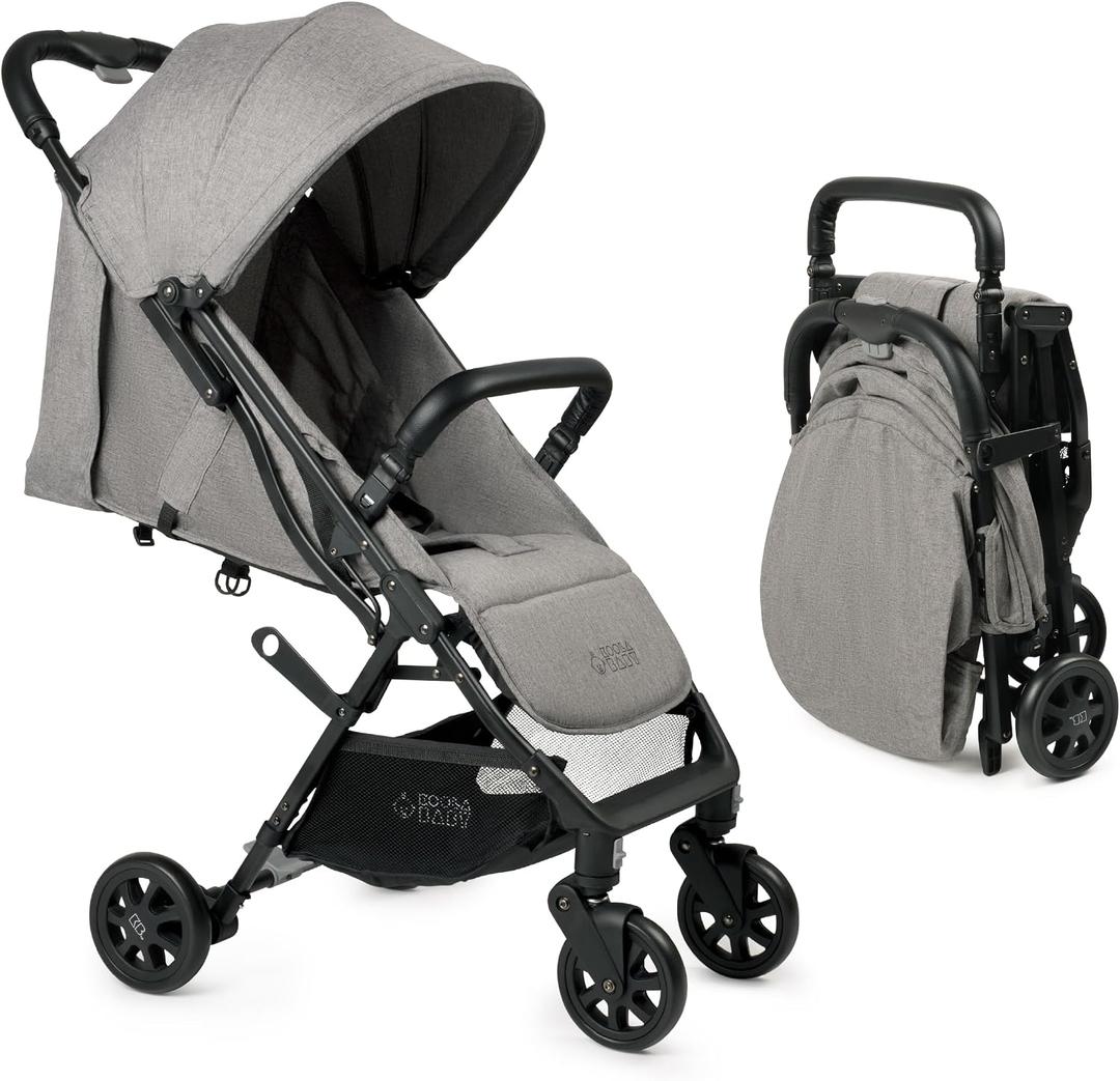 Lightweight Travel Stroller for Baby & Toddlers - Easy Fold & Compact Stroller with Canopy, Storage Basket, Multi-Position Recline & Convenient One-Hand Fold (Grey)