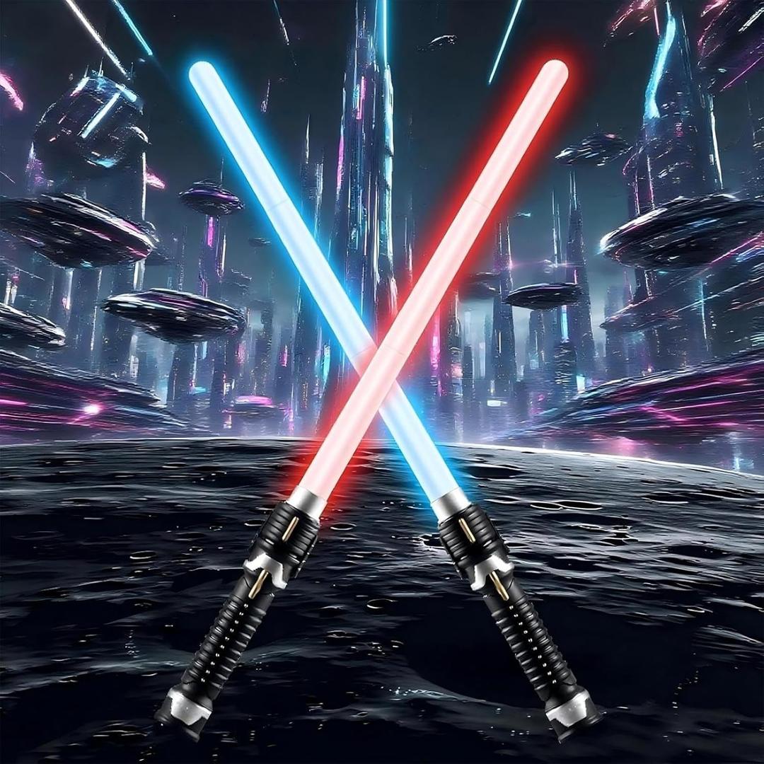 Red Blue Light Sabers for Kids-2pack Cosplay Retractable Detachable LED Light SaberToy Set with Girls Boys and Adults-Gift for Halloween Christmas Birthday Party Easter Gifts