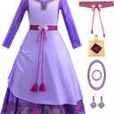 Wish Asha Costume for Girls Princess Halloween Christmas Dress Purple Cosplay Outfit (3-4 Years)