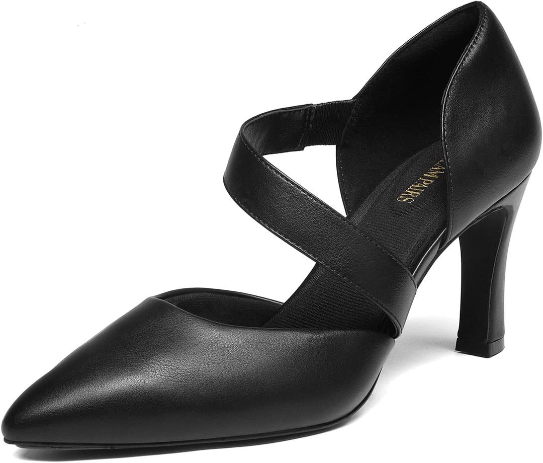 DREAM PAIRS Women's High Heels Pumps Dress Closed Pointed Toe Comfortable D'Orsay Pumps Shoes for Work Office Wedding Dancing (9, Black-pu)